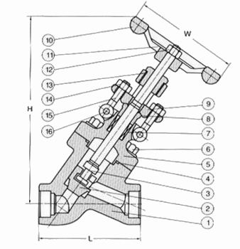 進(jìn)口Y型截止閥結(jié)構(gòu)圖